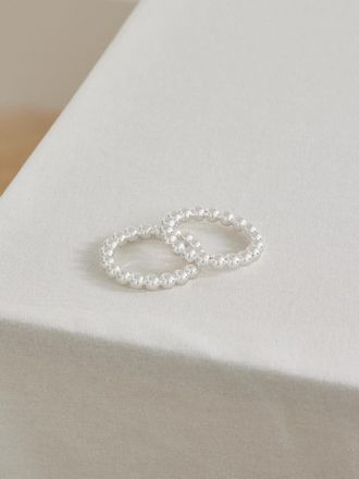 Christofle Set Di Due Anelli Portatovaglioli Con Finitura Argento Perles