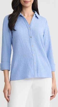 Kasper Ridge Knit Button-Up Shirt in Paris Bleu at Nordstrom, Size X-Large Regular