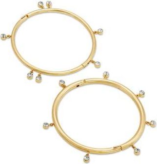 Savvy Cie Jewels Set of 2 Cubic Zirconia Charm Bangle Bracelets in Yellow at Nordstrom Rack