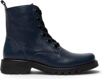 FLY London Fly London Womens Navy Blue Leather Lace-Up Heeled Ankle Boots - RAMY488