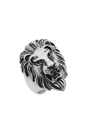 Steeltime Mens Lion Head Ring in Silver at Nordstrom Rack, Size 11