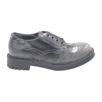 Moma Gestreken Schoenen - Heren - Veterschoenen - Zwart - 42 EU - Leer - Schoenen