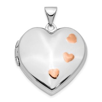 Diamond2Deal 14K White Gold Rose Rhodium 22mm Heart Locket Pendant Pendant