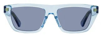 Bottega Veneta BV1291S Tapered Rectangular Acetate Sunglasses - Blue