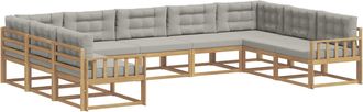 vidaXL Conjunto De Sof&aacute;s De Exterior 9 Uds. Blanco Y Gris Claro Vidaxl