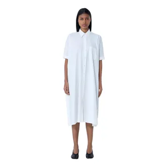 Maison Margiela Shirt Dresses, female, White, Size: 2XS Button-Down Midi Dress