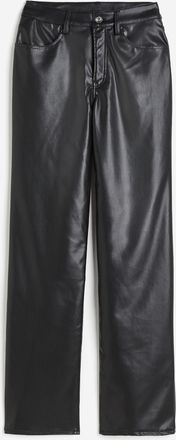 H&M 90s Gerade Hose mit Coating - Schwarz