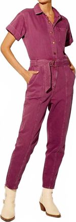 Kivari Thalia Button-Through Front Boilersuit In Burgundy