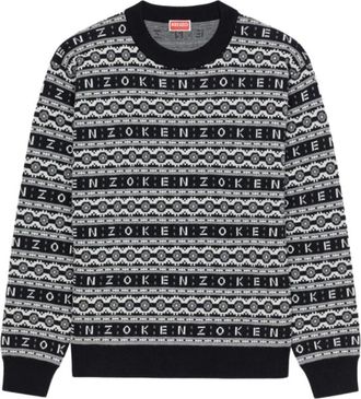 Kenzo Rondgebreide trui - Heren - Ronde hals truien - Zwart - M - Wol - Truien & Vesten