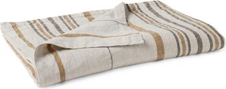 Coyuchi Organic Linen Throw Blanket in Khaki/espresso Stripe at Nordstrom