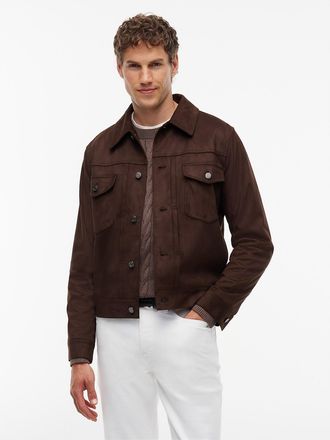Tommy Hilfiger Mens Faux Suede Jacket - Dark Coffee - XXXL