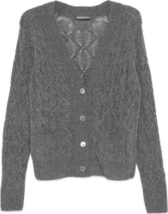 Ermanno Scervino Kabelgebreid vest - Dames - Vesten - Grijs - L - Wol - Truien & Vesten