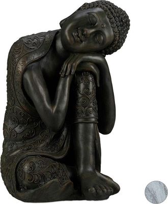Relaxdays Relaxdays - Estatua Buda Pensativo Para Jard&iacute;n O Sal&oacute;n, Resina Sint&eacute;tica, Gris Oscuro, 60 Cm