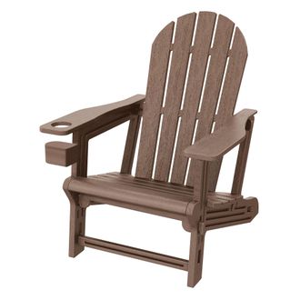 ML Design Ml-design Silla Adironack Con Portavasos, Marr&oacute;n, Sill&oacute;n De Jard&iacute;n De Pl&aacute;stico Con Aspecto De Madera, Mecedora Resistente A La Intemperie, Asiento Con