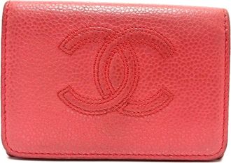 Chanel Pink Leather Wallet (Tri-Fold) (Pre-Owned)
