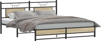 vidaXL Metal Bed Frame without Mattress Sonoma Oak 183x213 cm Vidaxl