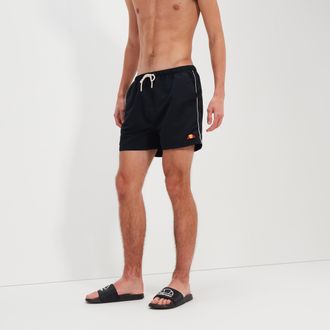 Ellesse Badehose ELLESSE DEM SLACKERS SWIM SHORT, Herren, Gr. XXL, N-Gr, schwarz-weiss (schwarz, off wh), Microfaser, Polyester, unifarben mit Farbeinsatz, Ba