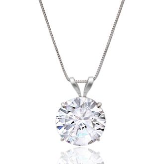 MAX + STONE 14K Gold 9MM Solitaire Cubic Zirconia Pendant Necklace with 18 Inch Box Chain