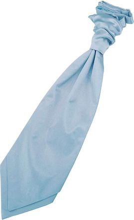 DQT Men Pre-Tied Plain Satin Wedding Scrunchie Cravat - Dusty Blue