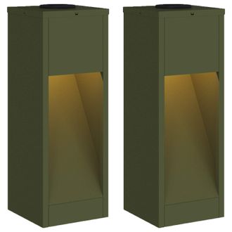 vidaXL Luz De Sendero Led Solar 2 Pcs Verde Oliva Vidaxl