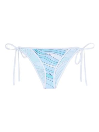 Pucci marmo-print side-tie bikini bottoms - women - Polyamide/Spandex/Elastane - L - Blue
