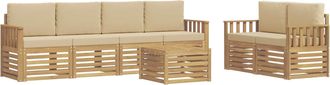 vidaXL Conjunto De Sof&aacute;s De Exterior 7 Uds. Y Beige Poli&eacute;ster Vidaxl