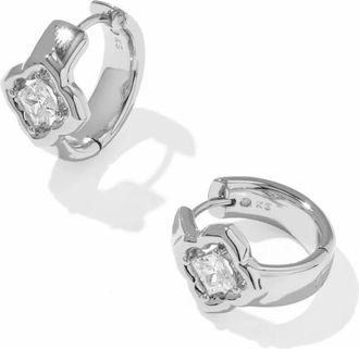 Kendra Scott Womens Mallory Crystal Huggie Earrings In Silver