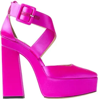Jimmy Choo London Gian 140 Satin Platform Pumps, Brand Size 35 ( US Size 5 )