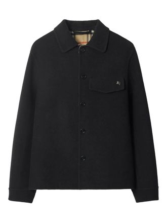 Burberry knight-motif wool shirt jacket - men - Fabric - M - Black