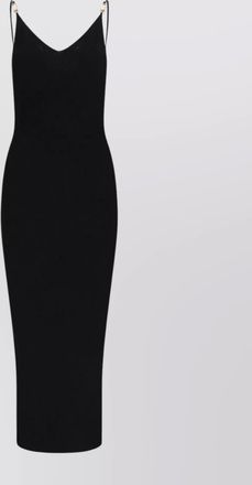 Versace viscose ribbed sleeveless v-neck midi dress