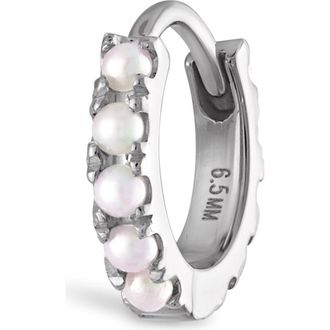 Maria Tash Freshwater Pearl Eternity Single Hoop Earring in White Gold at Nordstrom, Size 6.5