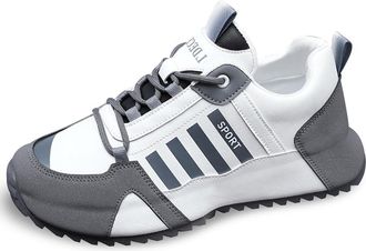 Generic Mens Large Size Lightweight Athletic Sneakers, PU Upper with Breathable Mesh, Shock-Absorbing Soft PVC Sole, Lace-Up Low-Top Running Shoes for Trainin