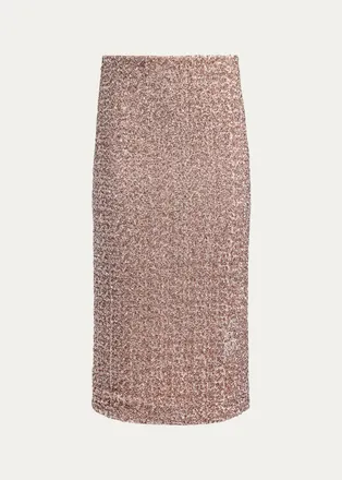 Alice & Olivia Fifi Sequined Midi Skirt