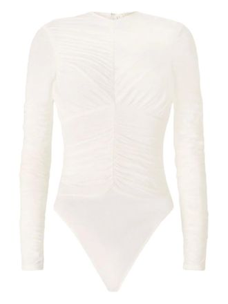 Genny ruched long-sleeve bodysuit - White