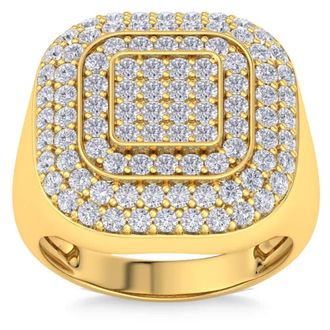 Pompeii3 3Ct Mens Diamond Ring Wide High Polished Anniversary Band White or Yellow Gold
