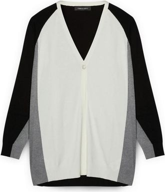 Fiorella Rubino Color Block Cardigan - Dames - Vesten - Veelkleurig - XL - Nylon - Truien & Vesten
