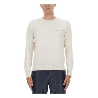 Vivienne Westwood Round-neck Knitwear, male, Beige, Size: XL Round Neck Sweater