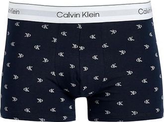 Calvin Klein Underwear Icon Cotton Stretch Trunks 3-Pack Mens Underwear Misty Grey/Diamond Logo Shoreline/Punch Pink : 2XL, Cotton/Elastane