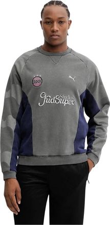 Puma Kid Super Crew Sweatshirt - Heren - Sportshirts - Grijs - L - Katoen - Fitness