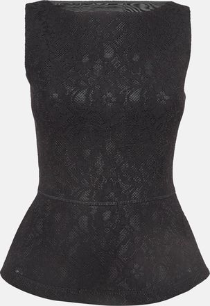 Moschino Boutique Moschino Black Lace Peplum Top