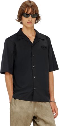 Diesel Stretch poplin shirt with Oval D embroidery - Shirts - Man - Black