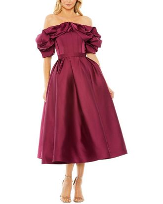 Mac Duggal Off The Shoulder Tea Length Dress