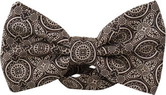 Dolce & Gabbana Black white 100% Silk Adjustable Neck Papillon Mens Tie - One Size