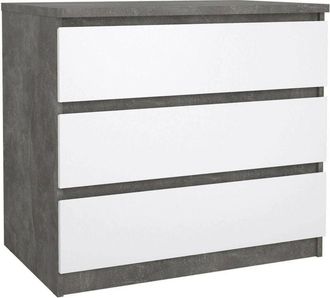 Dmora Cassettiera Artic, Settimino multiuso, Comò camera da letto, Mobile con cassetti, 77x50 h70 cm, Cemento e Bianco lucido - Dmora