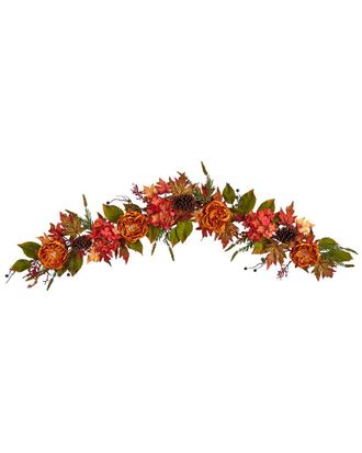 Nearly Natural 6Ft. Fall Ranunculus, Hydrangea & Berries Autumn Artificial Garland