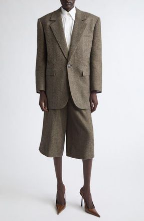 Saint Laurent Wool Herringbone Jacket in Brown at Nordstrom, Size 38