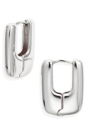 Open Edit Geometric Huggie Hoop Earrings in Silver at Nordstrom