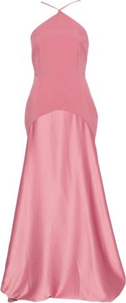 Solace London Florie avondjurk met halternek en vlakken - Roze