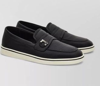 Ferragamo leather loafers round toe rubber sole