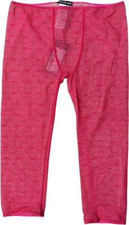 Dolce & Gabbana Fuchsia Logo Lace Lingerie Cropped Tight Womens Underwear